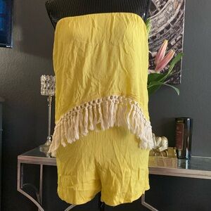 Boston Proper Strapless Fringe Romper